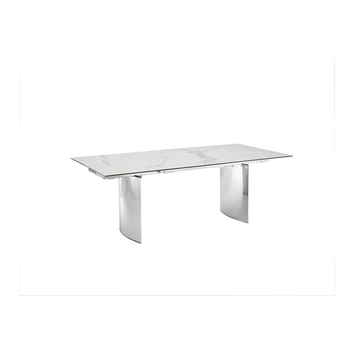 Dining Table with Stainless Steel Base and White Marbled Top B621143