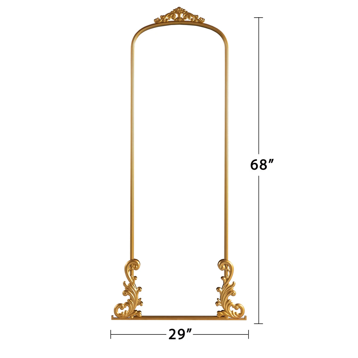 Large Arch Full Length Fireplace Mirror 68"*29" Gold Iron I149