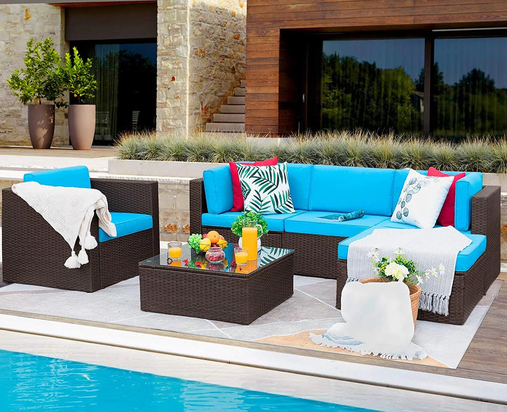 6 Pieces Patio Furniture Set with Cushion and Table G489735