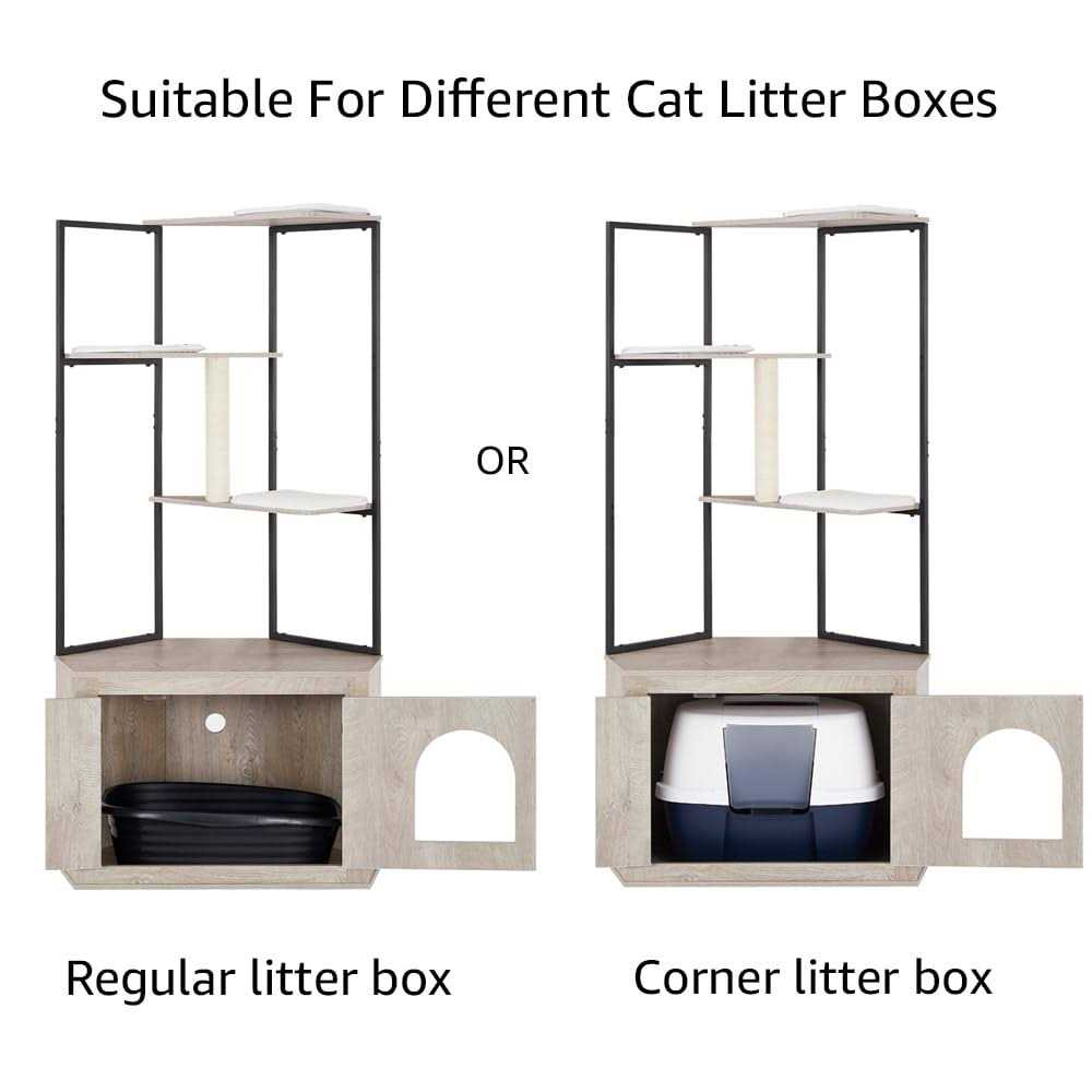 Corner Box Enclosure with Cat Tree Tower Cat Litter J1373