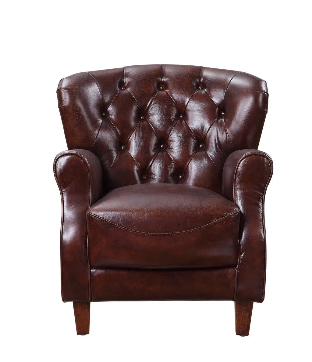 Vintage Brown & Aluminum Accent Chair L1246