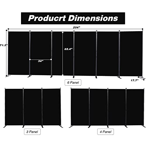 Black 4 Panel Folding Room Divider H881662
