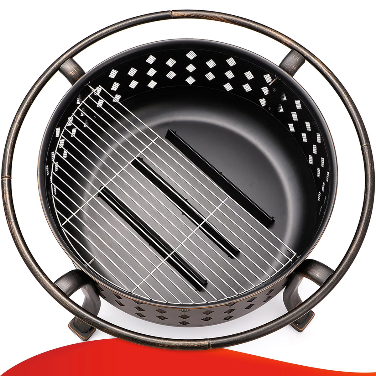 36 inch Wood Burning Fire Pit with Cooking Grill Grate F4861