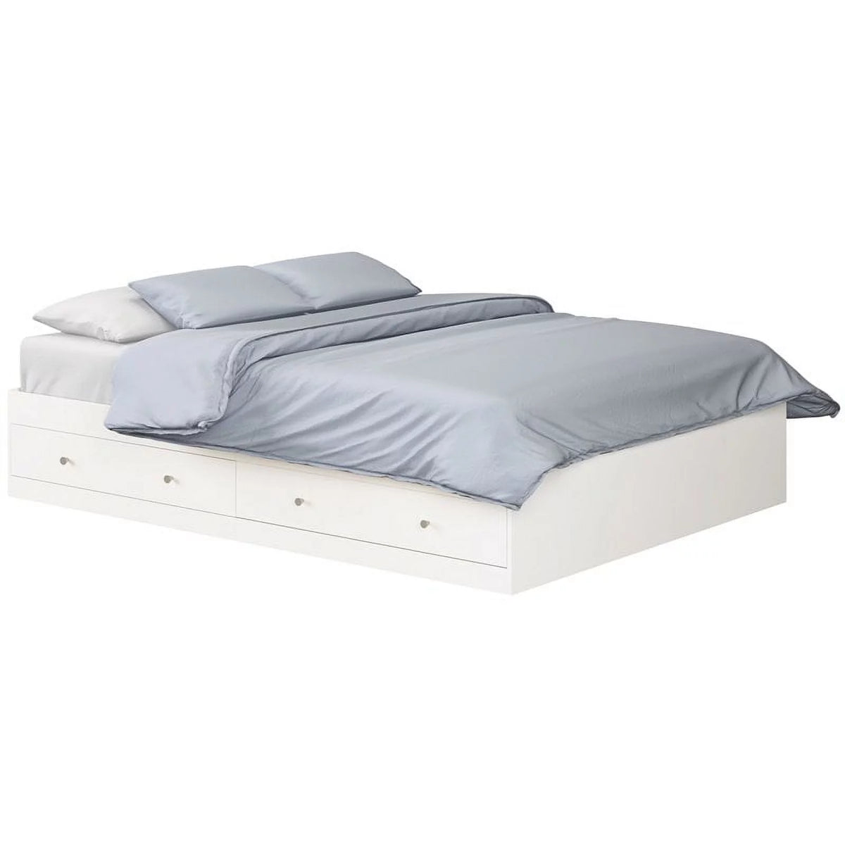 Queen Platform Storage Bed in White I9186