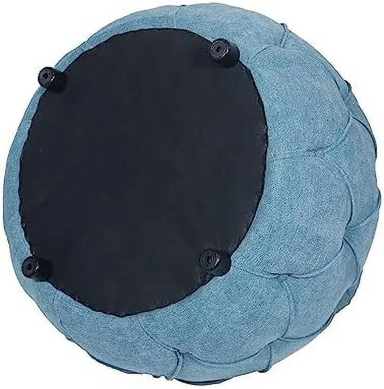 Blue Woven Round Tufted Ottoman T217