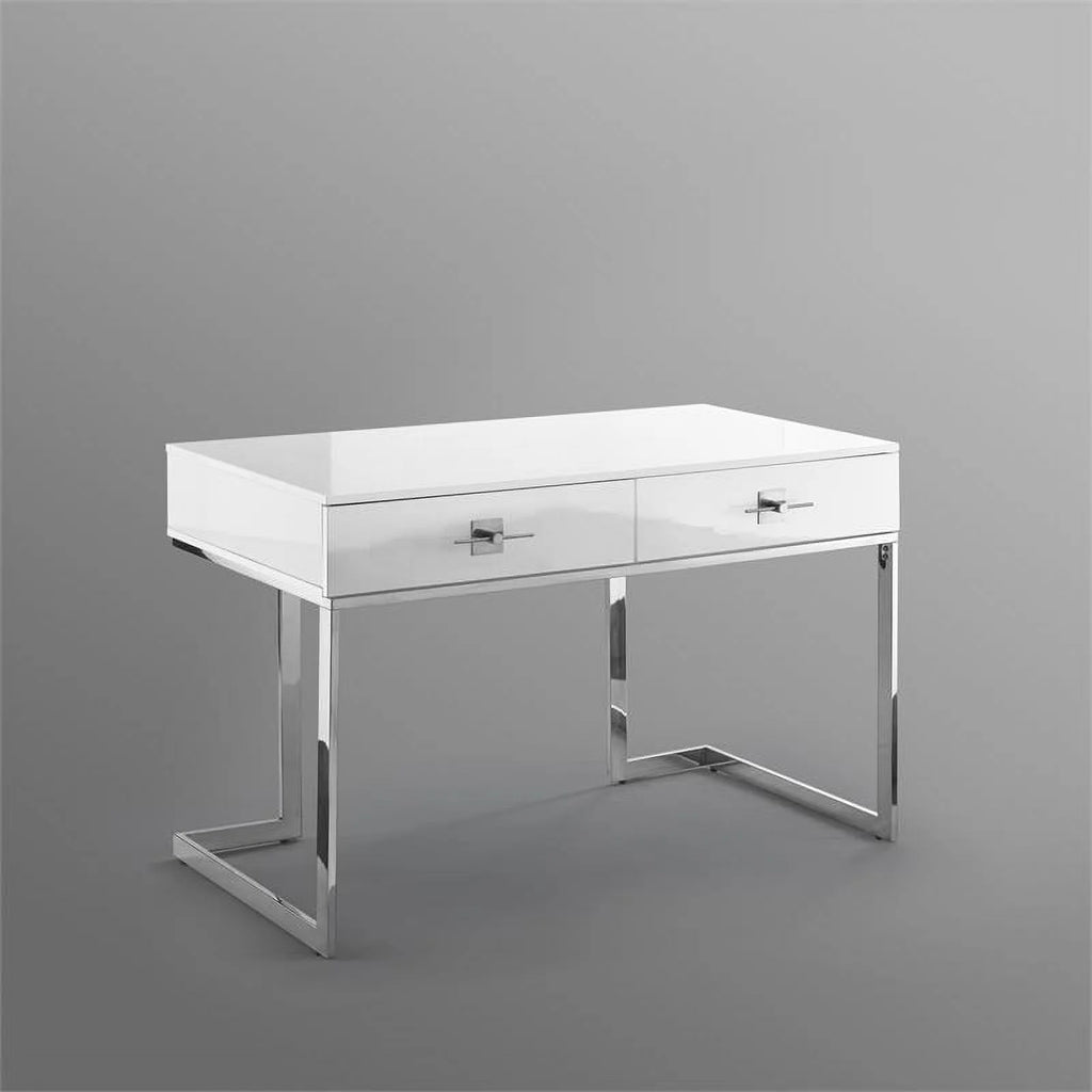 White 2-Drawers Stainless Steel Base Bedroom Vanity F4553