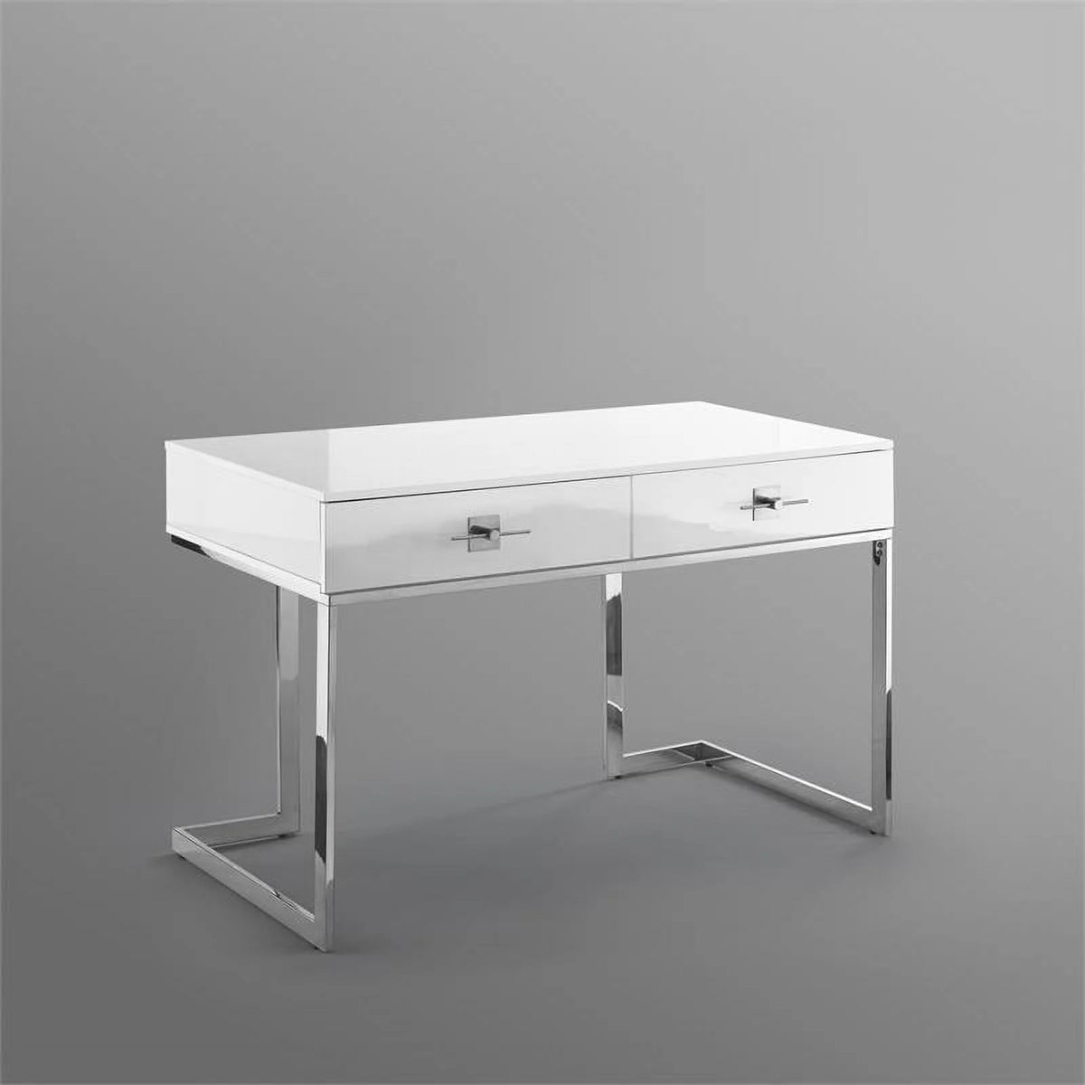 White 2-Drawers Stainless Steel Base Bedroom Vanity F4553