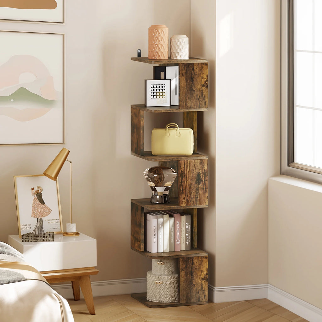 6 Tier Narrow Bookshelf Brown M548013