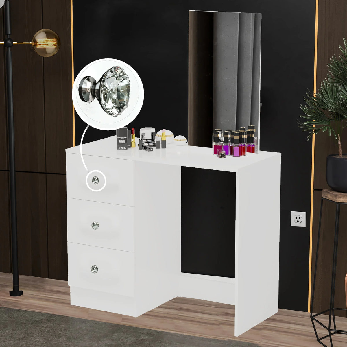 White Makeup Vanity Desk with Mirror L937378