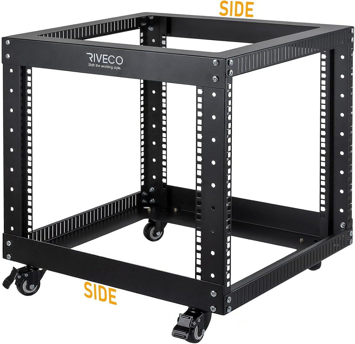 9U Open Frame Server Rack with Casters Black J218269