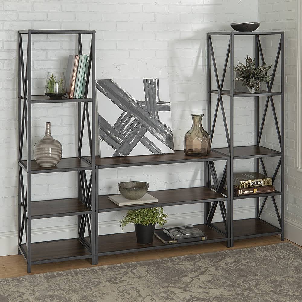 3-Piece Rustic Industrial Bookcase Set M93102