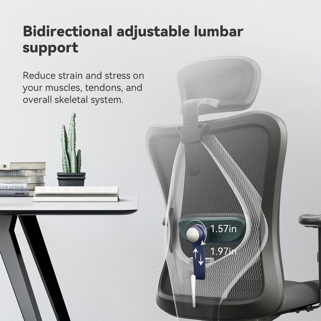 Black Ergonomic Mesh Office Chair with Adjustable Lumbar Support H20050
