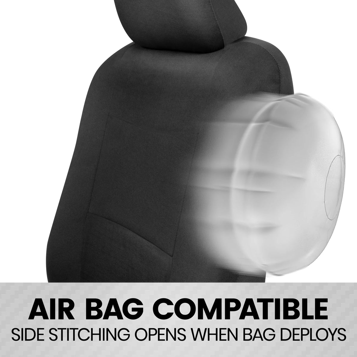 Solid Black Car Seat Covers Full Set with Steering Wheel Cover & Seat Belt Pads N416158