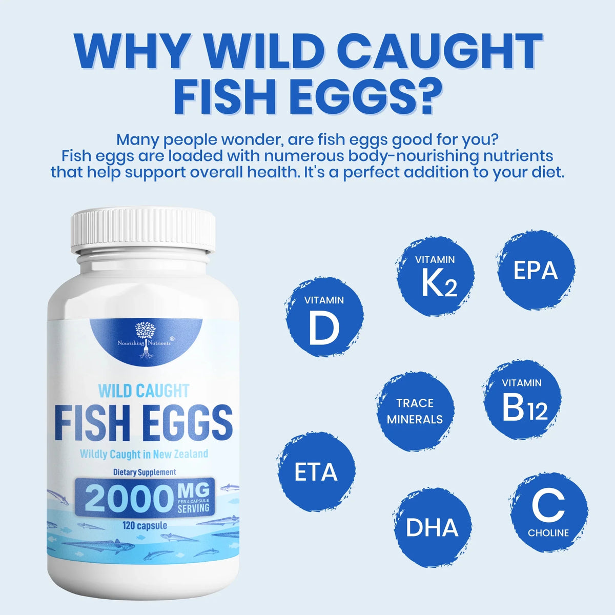 Wild Caught Fish Eggs Omega 3-6-9 120 Capsules J583