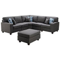 Gray Linen 6Pc Modular Sectional Sofa with Ottoman S234701