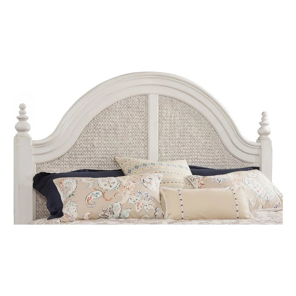 Dove White Queen Woven Wood Headboard V45908