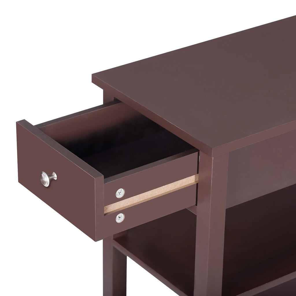 Set of 2 3-Tier Brown Side Table E647060