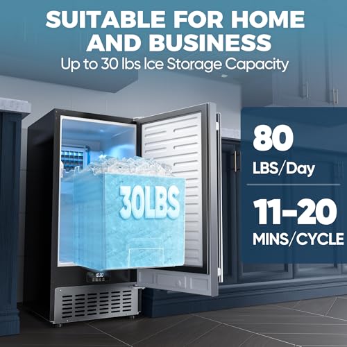 15" 80 LBS/Day Stainless Steel Built-in Freestanding Ice Maker F7037