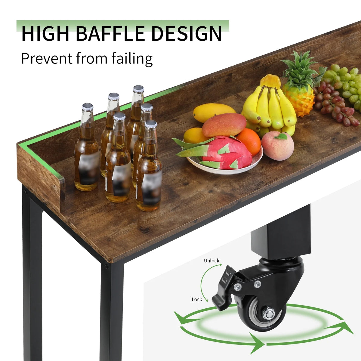 Brown Overbed Table with Wheels O292584
