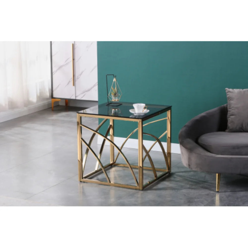 Gold Small Glass End Table J19395