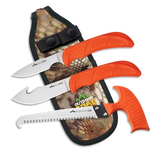4-Piece Hunting Knife Set with Camo Belt Scabbard D348
