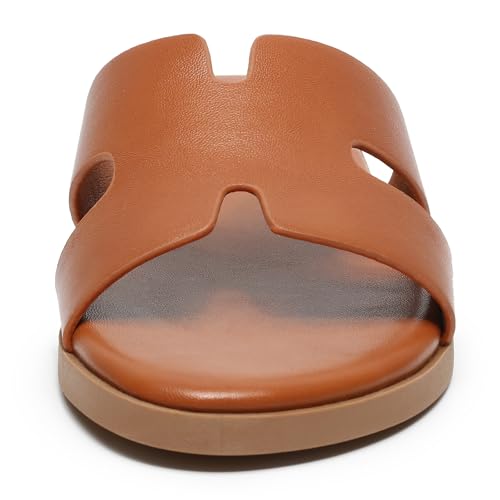 Womens Open Toe Slip on Leather Sandals Q689