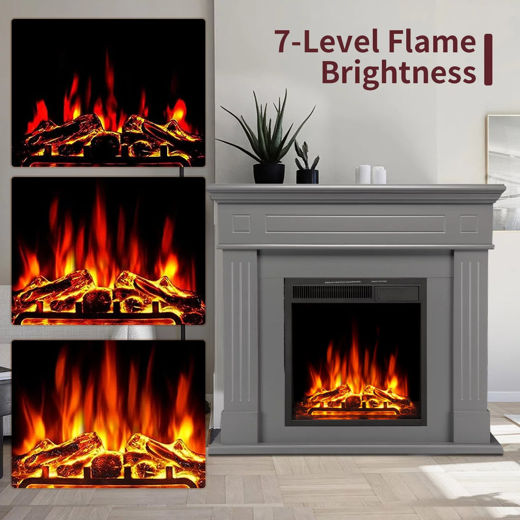 Wooden Frame Electric Fireplace with TV Stand N4018