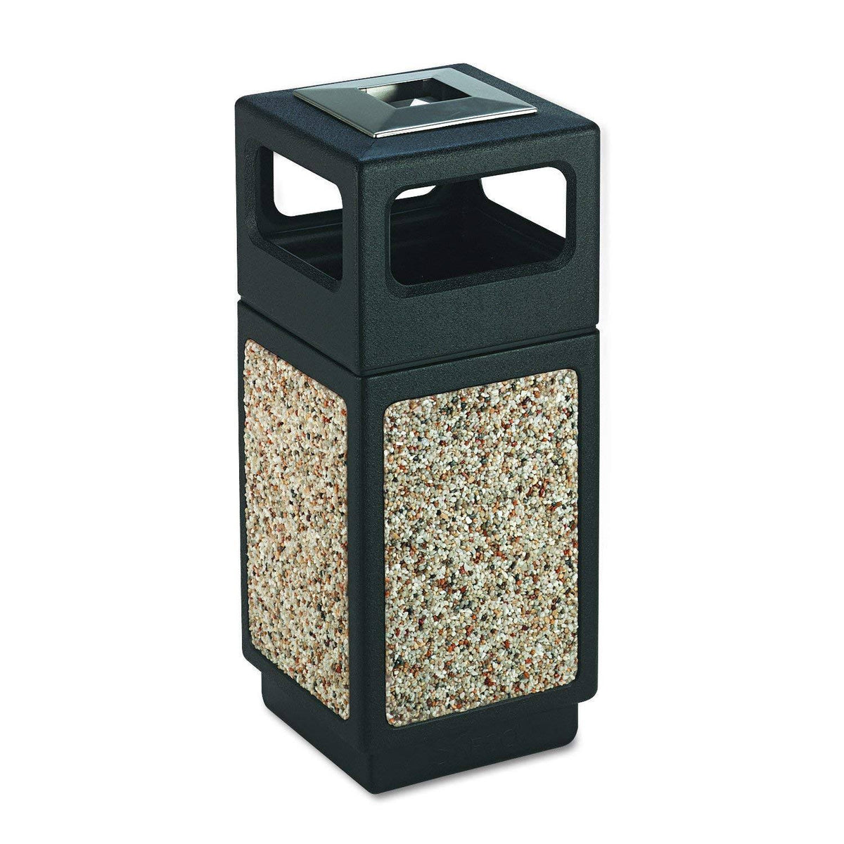 Black 15gal Square Trash Receptacle F116371