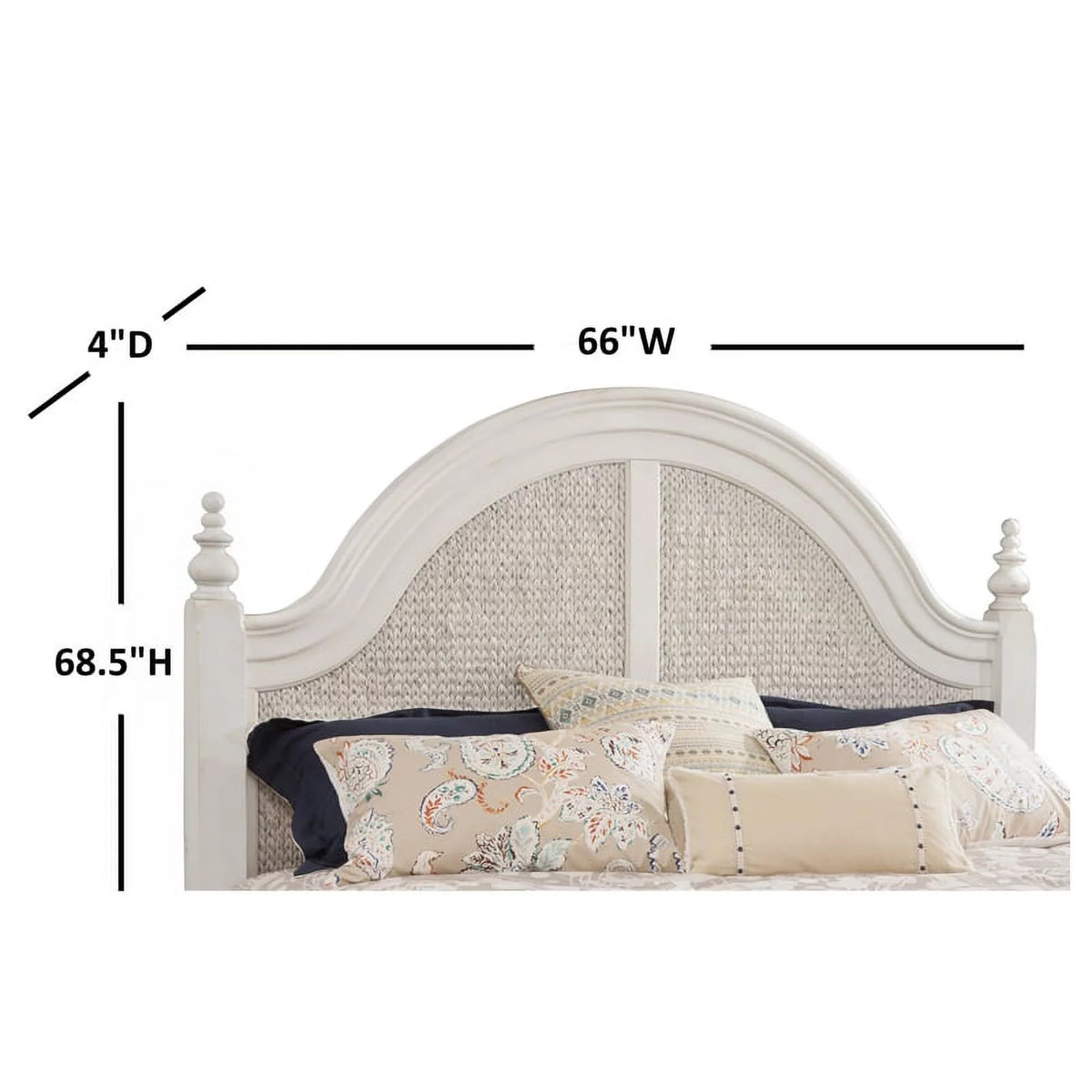 Dove White Queen Woven Wood Headboard V45908