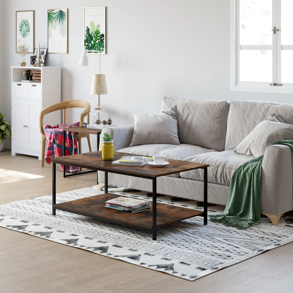 2-Tier Coffee Table with Storage Shelf V684