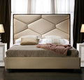 Beige Eco Leather King Size Bed I894