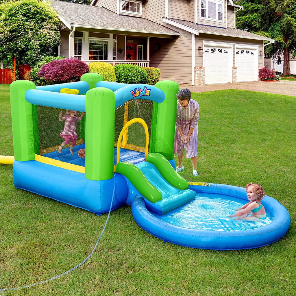Inflatable Bounce House with Blower, Waterslide & Pool U494