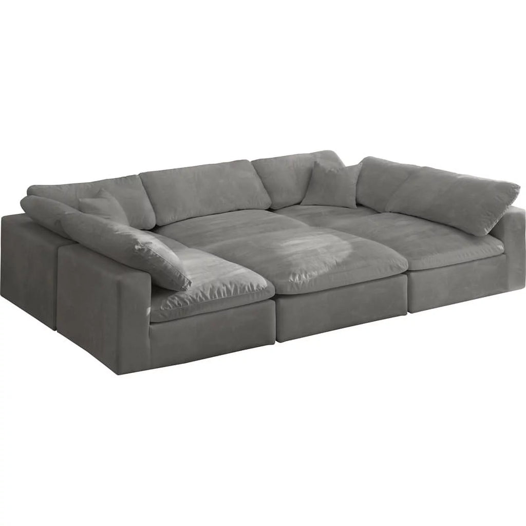 Gray Velvet Down Filled Modular Sectional Sofa A3641