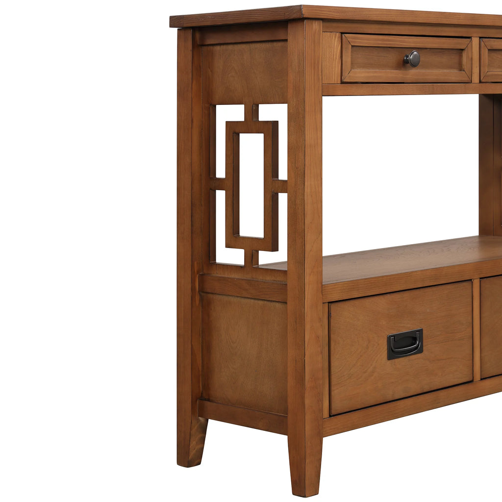 36'' Pine Wood Console Table with 4 Drawers & 1 Storage Shelf W9603
