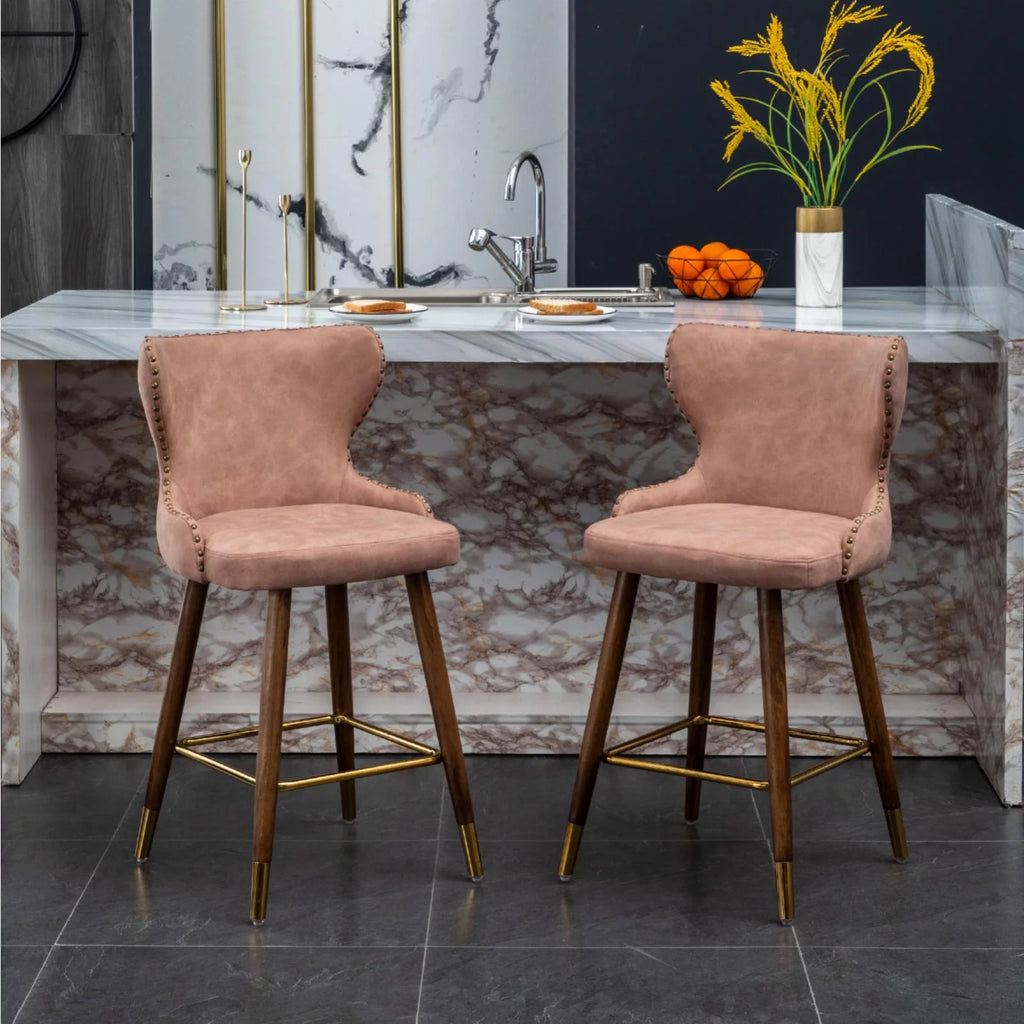 Yellow Faux Leather Counter Stool Set of 2 M8161