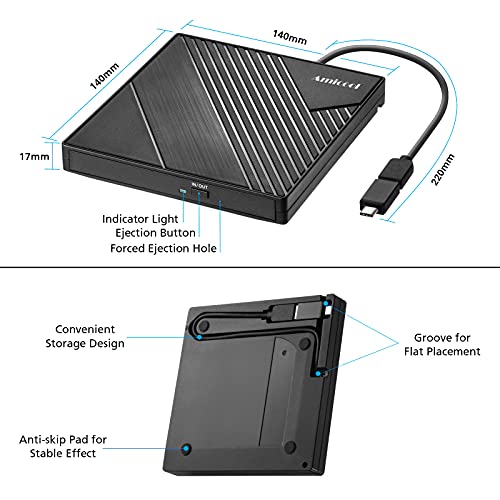 External DVD Drive USB 3.0 USB C CD/DVD +/-RW Optical Drive W271