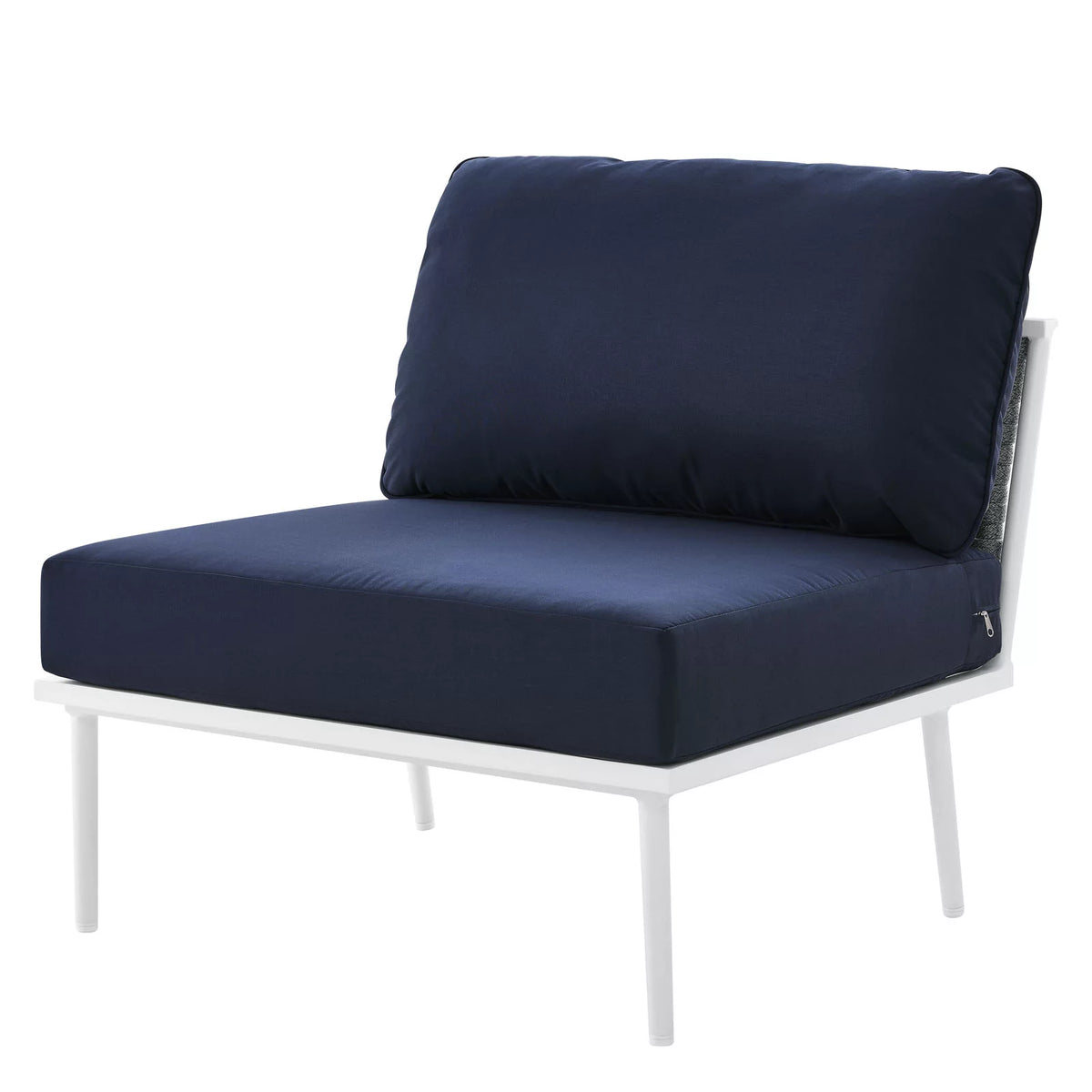 Navy White Aluminum Fabric Lounge Chair Z351