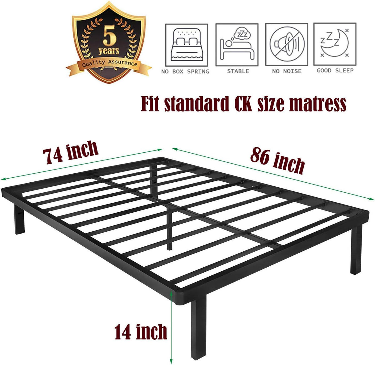 California King Platform Bed Frame with Storage Heavy Duty Metal E278292