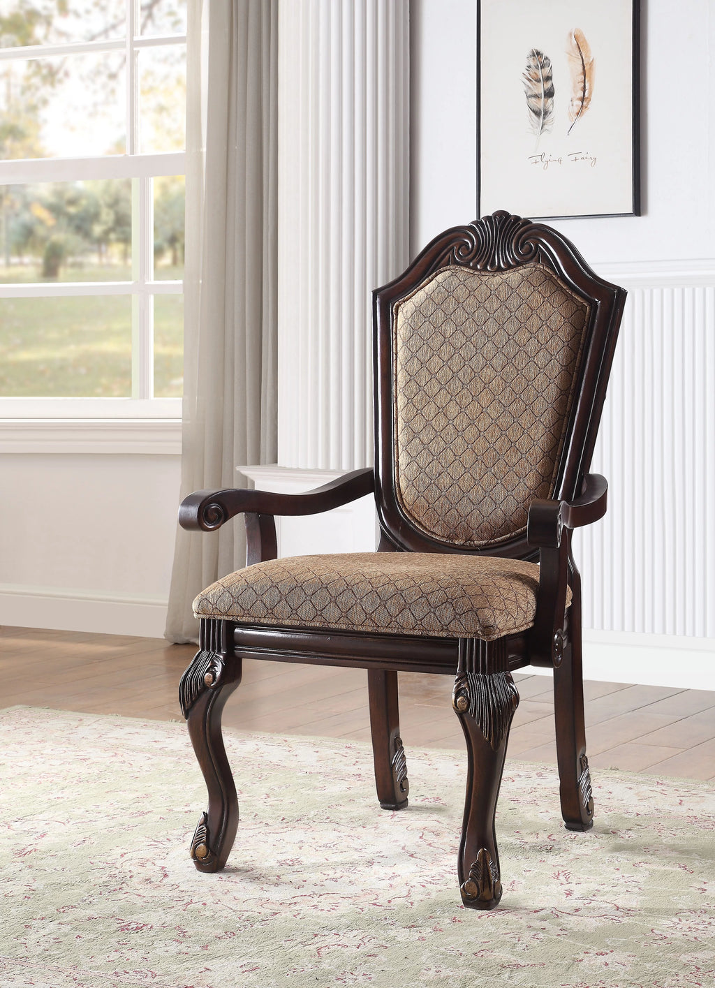 Arm Chair Set-2 Espresso Fabric F8746