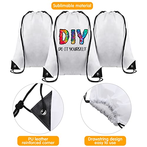 30 Pcs White Polyester Drawstring Bags H92693