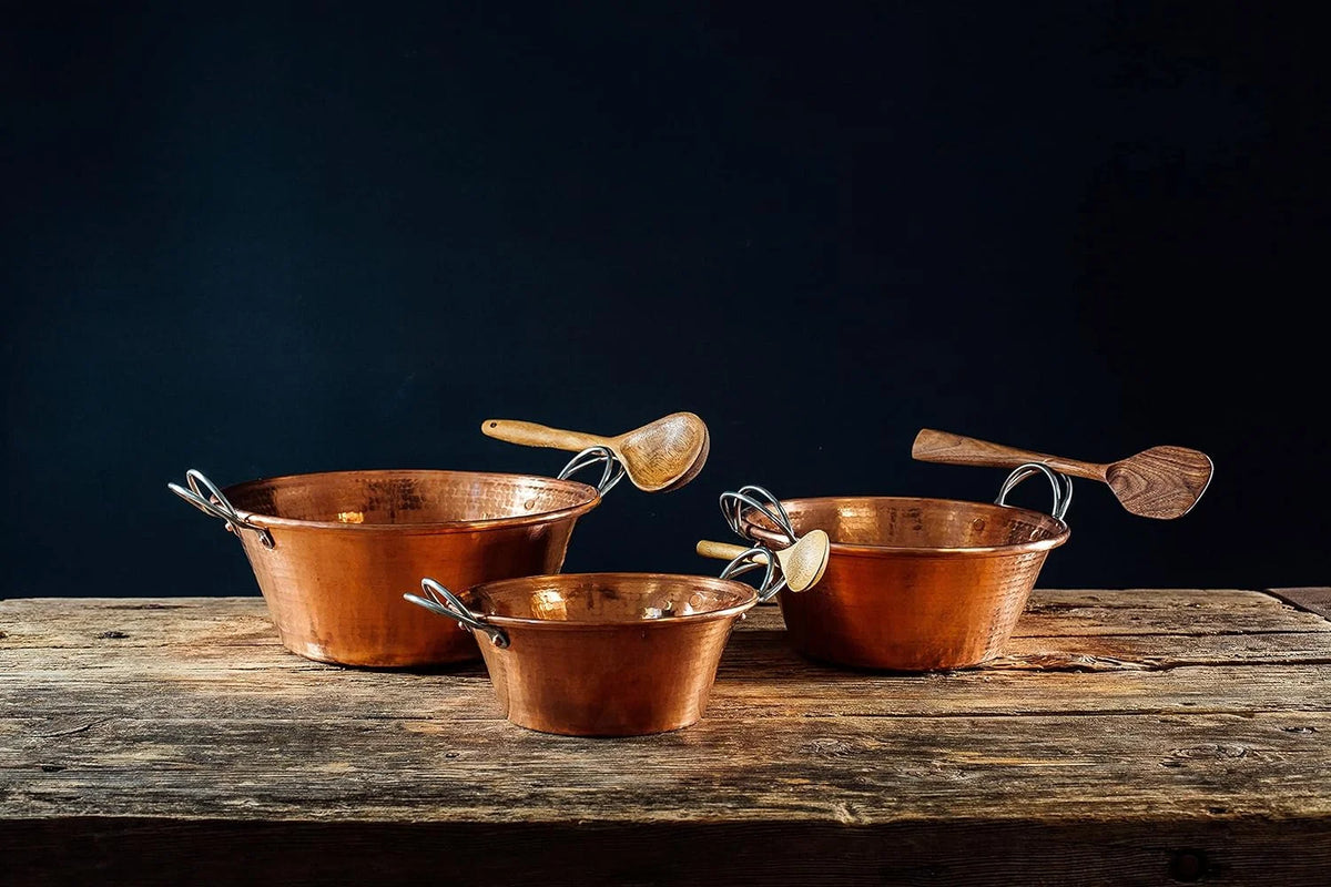 4 Qt 12 In Solid Copper Hand Hammered Jam Pan C524