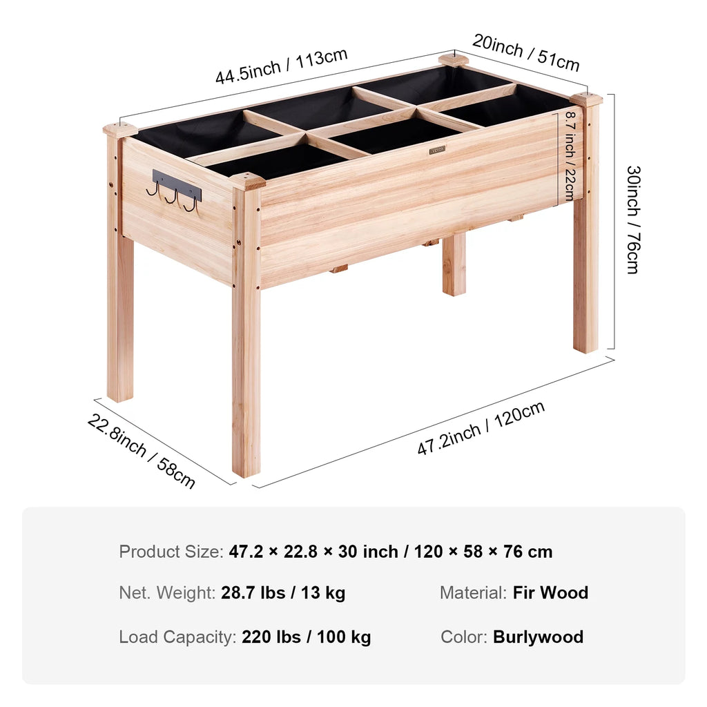Wooden Raised Garden Bed with Non-Woven Liner F6969