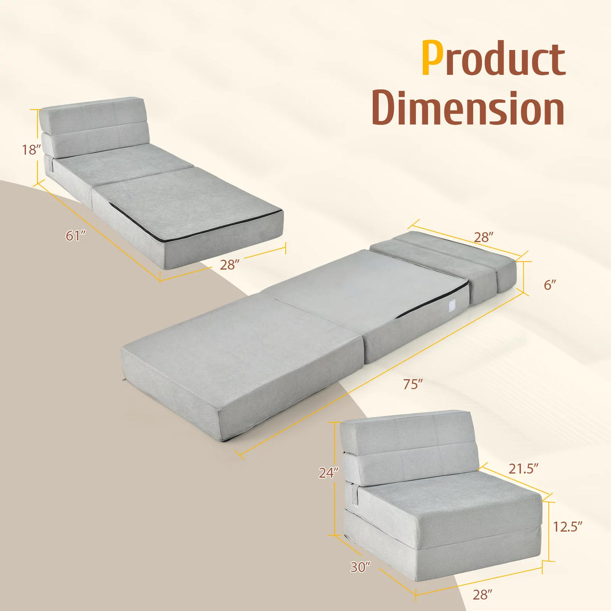 Grey Convertible Sleeper Chair K2730