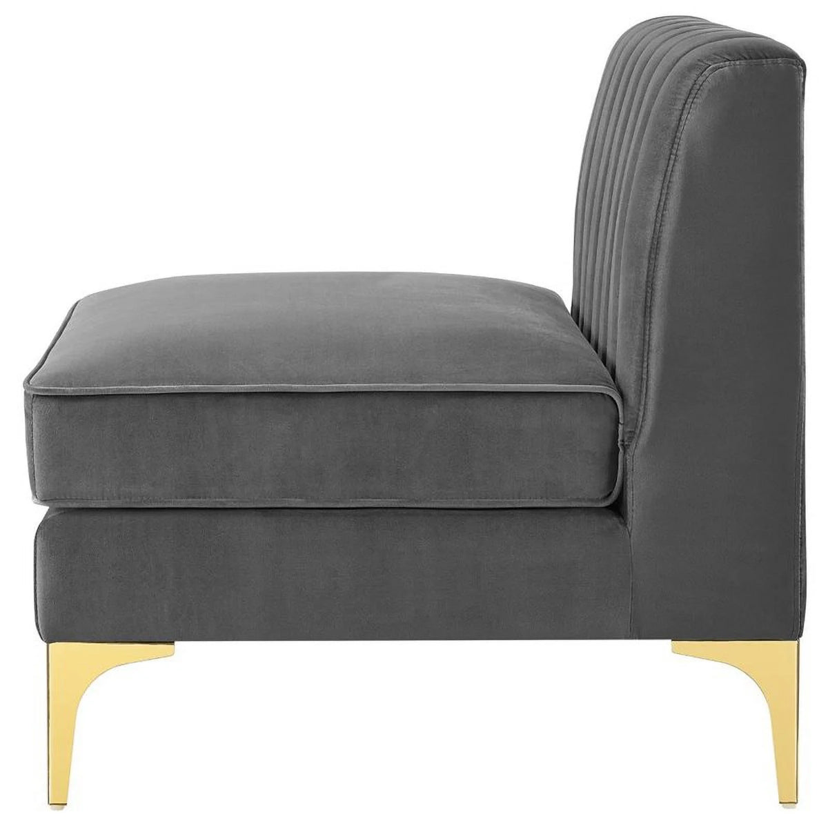 6-Piece Channel Performance Velvet Tufted Sectional Sofa in Gray X668