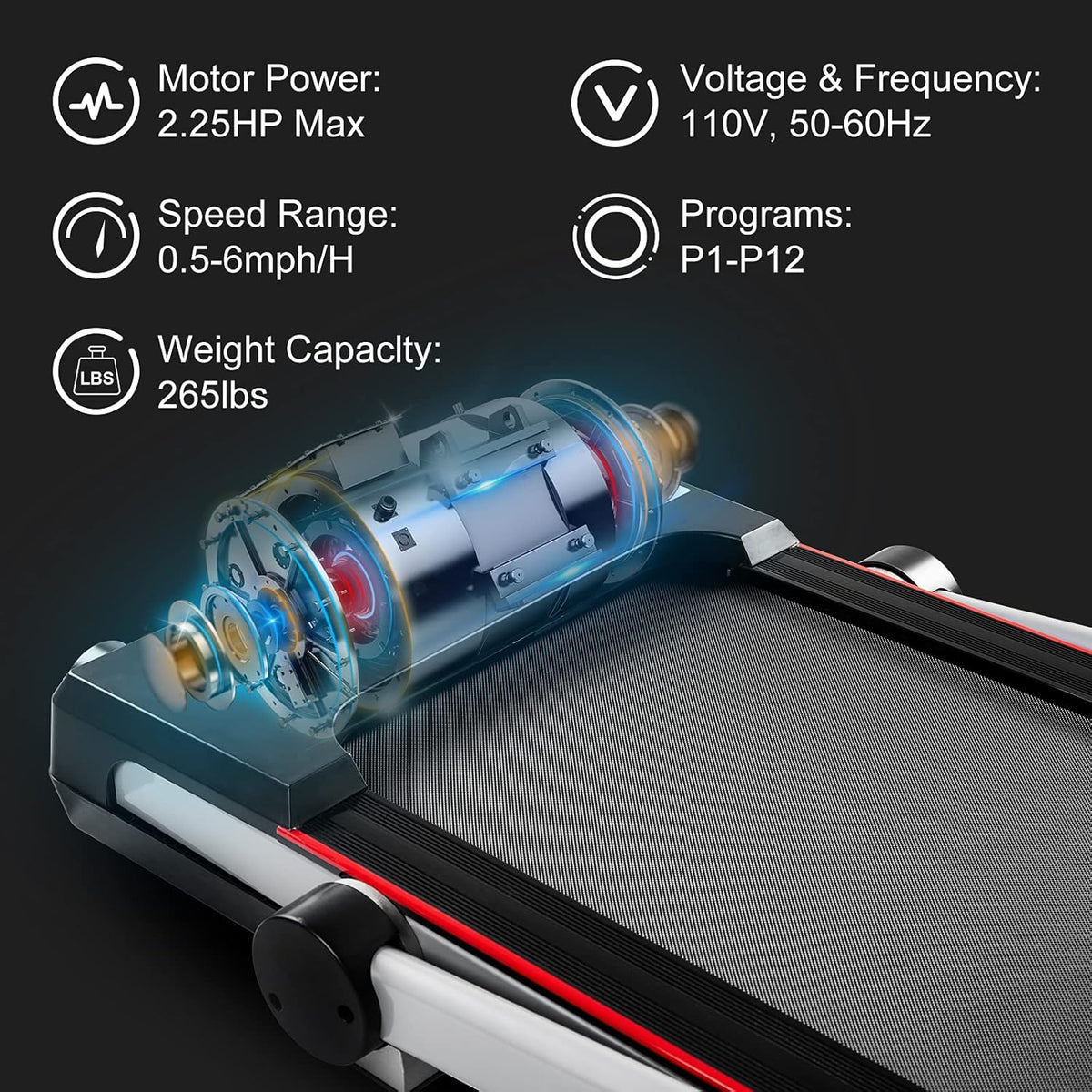 2.25HP Electric Folding Treadmill with LED Display R347223