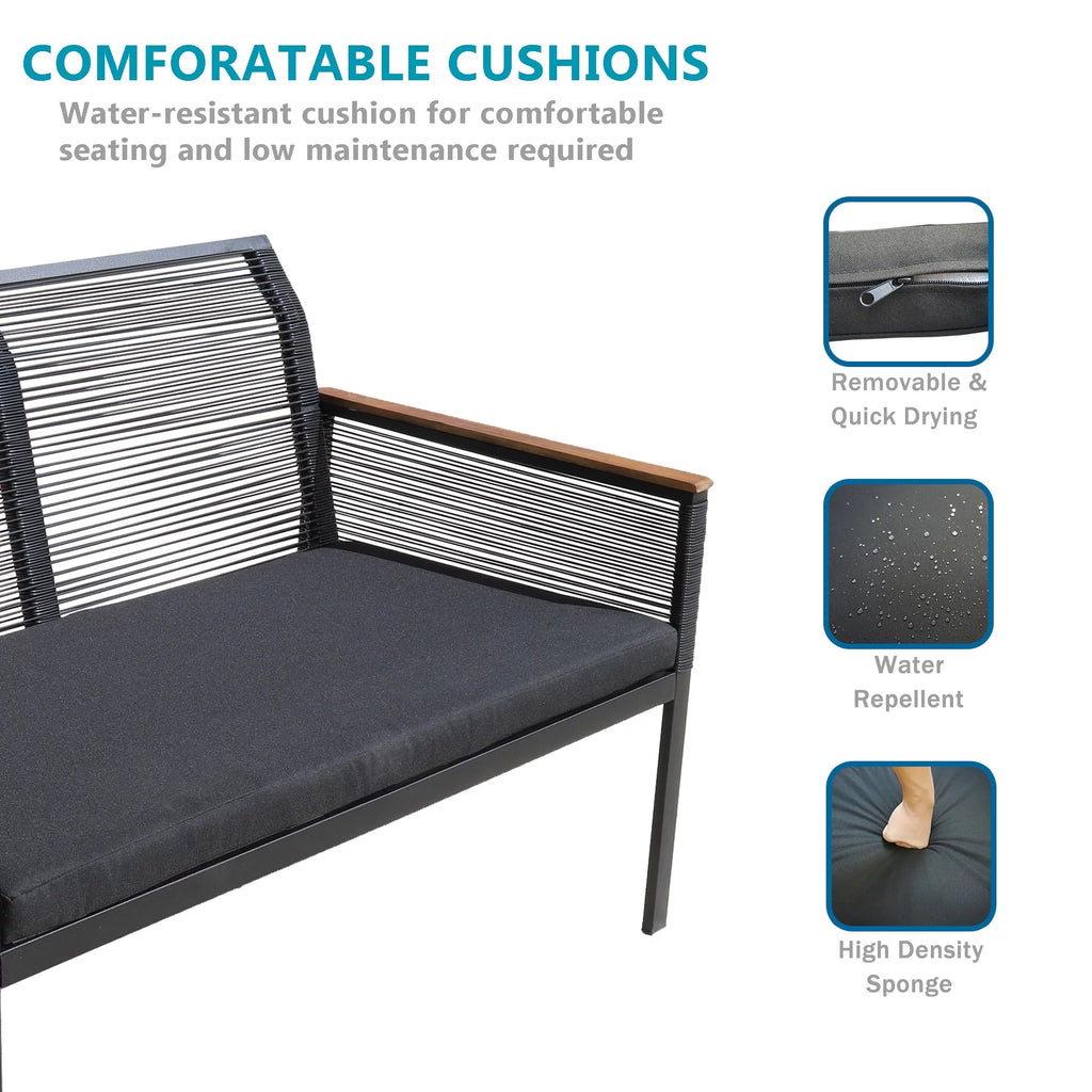 4 Piece All Weather Wicker Patio Sofa Set O314