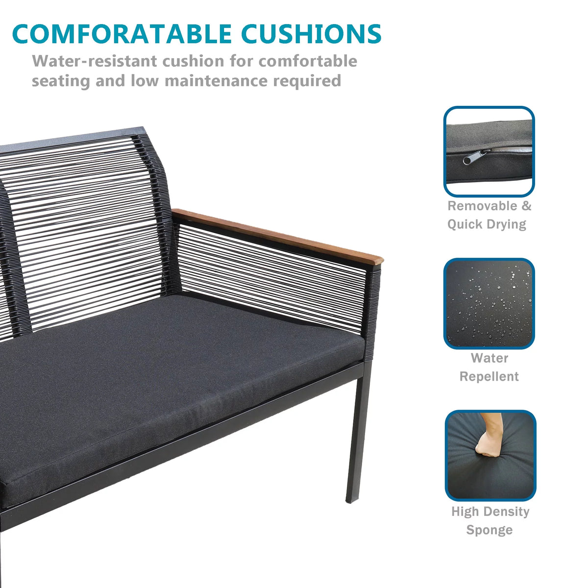 4 Piece All Weather Wicker Patio Sofa Set O314
