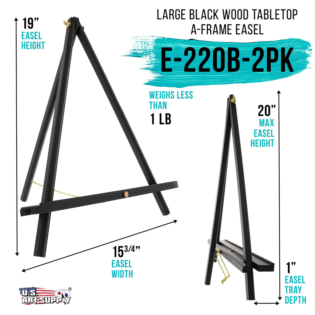 20" Black Wood A-Frame Artist Easel, Pack of 2 G807