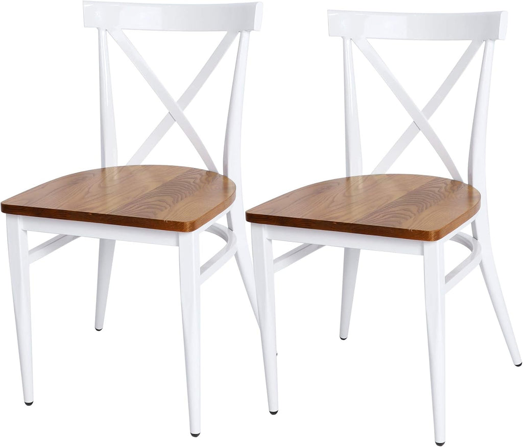 Set of 2 Metal Dining Chair with Wood Seat S706