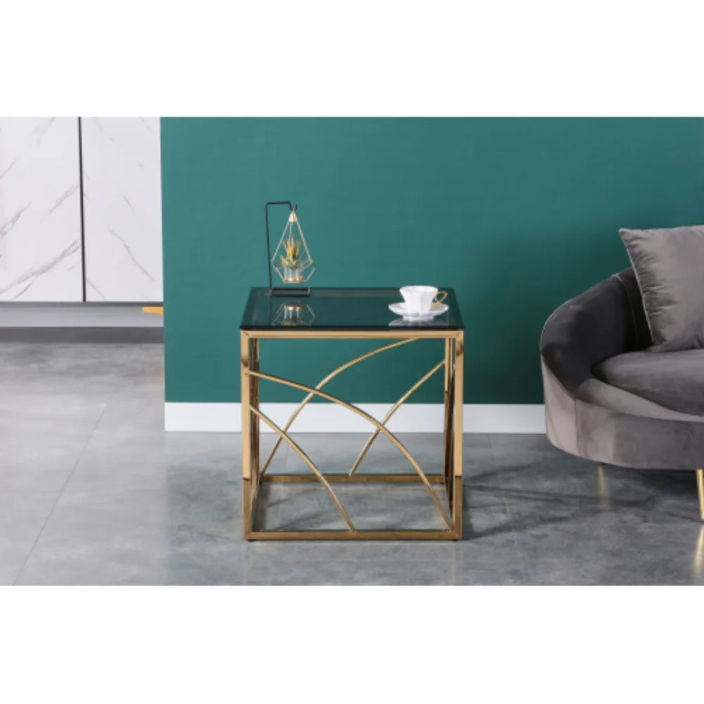 Gold Small Glass End Table J19395